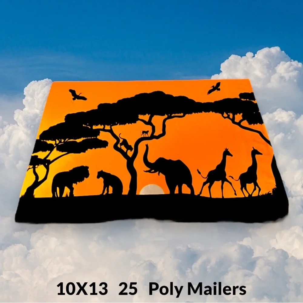 ( Quantity 25 10x13 ) Safari Black & Orange Poly Mailers Bag Shipping Envelope - Picture 1 of 1
